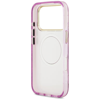 MagSafe Hülle für Apple iPhone 17 Pro Max, Guess, IML Metal Glitter Flowers Triangle, Lila