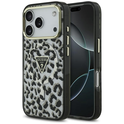 MagSafe Case for Apple iPhone 17 Pro Max, Guess, Leopard Glitter, Black