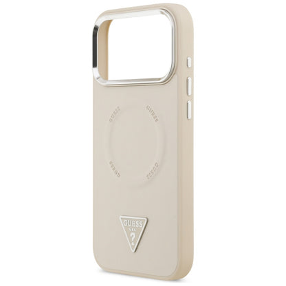 MagSafe Hülle für Apple iPhone 17 Pro Max, Guess, Triangle Logo, Beige Silbern