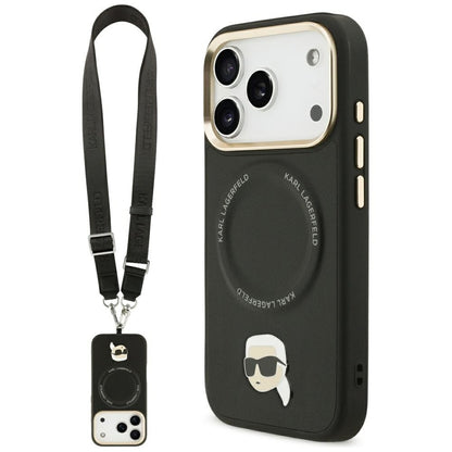 MagSafe Hülle für Apple iPhone 17 Pro Max, Karl Lagerfeld, Big Strap Karl Metal Logo, Schwarz