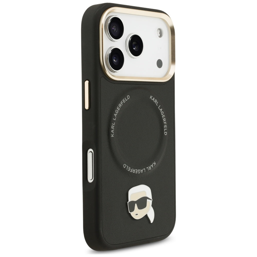 MagSafe Hülle für Apple iPhone 17 Pro Max, Karl Lagerfeld, Big Strap Karl Metal Logo, Schwarz