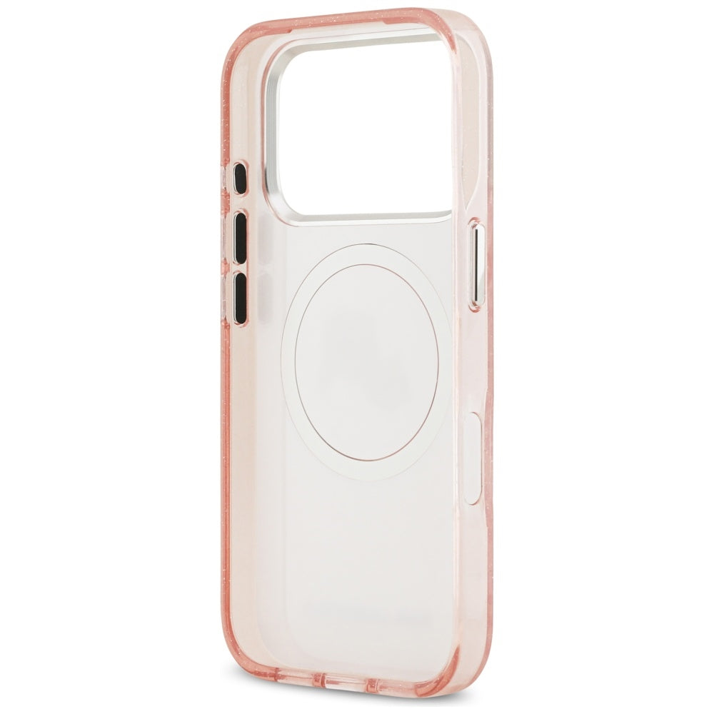 MagSafe Hülle für Apple iPhone 17 Pro Max, Karl Lagerfeld, Glitter Karl & Choupette Head, Rosa