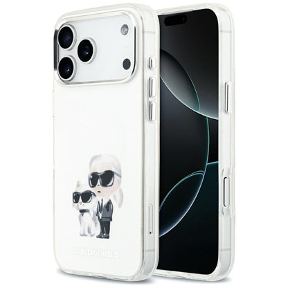 MagSafe Case for Apple iPhone 17 Pro Max, Karl Lagerfeld, IML Aquarelle Karl & Choupette Logo, White