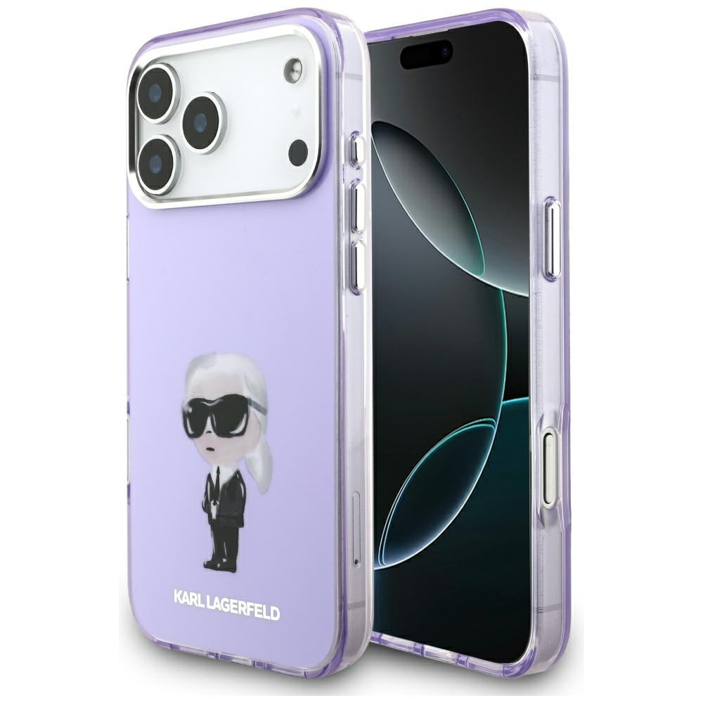 MagSafe Hülle für Apple iPhone 17 Pro Max, Karl Lagerfeld, IML Aquarelle Logo Karl, Lila