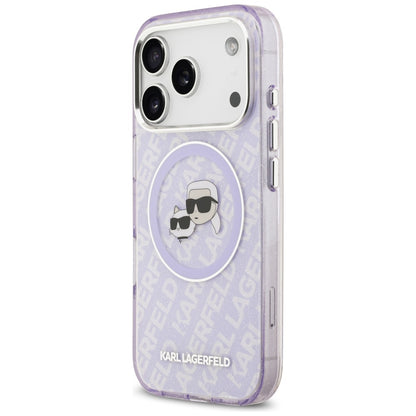 MagSafe Hülle für Apple iPhone 17 Pro Max, Karl Lagerfeld, IML Glitter Karl & Choupette's Heads, Lila