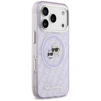 MagSafe Hülle für Apple iPhone 17 Pro Max, Karl Lagerfeld, IML Glitter Karl & Choupette's Heads, Lila