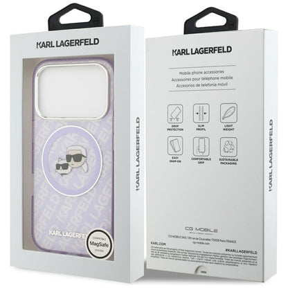 MagSafe Hülle für Apple iPhone 17 Pro Max, Karl Lagerfeld, IML Glitter Karl & Choupette's Heads, Lila