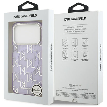 MagSafe Hülle für Apple iPhone 17 Pro Max, Karl Lagerfeld, IML KL Monogram, Lila