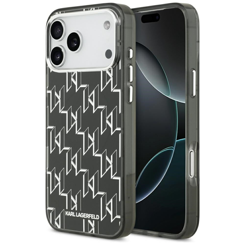 MagSafe Hülle für Apple iPhone 17 Pro Max, Karl Lagerfeld, IML KL Monogram, Schwarz