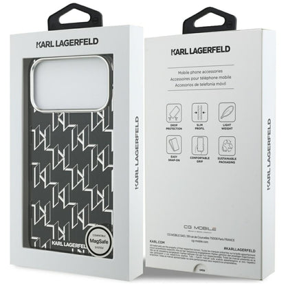 MagSafe Hülle für Apple iPhone 17 Pro Max, Karl Lagerfeld, IML KL Monogram, Schwarz
