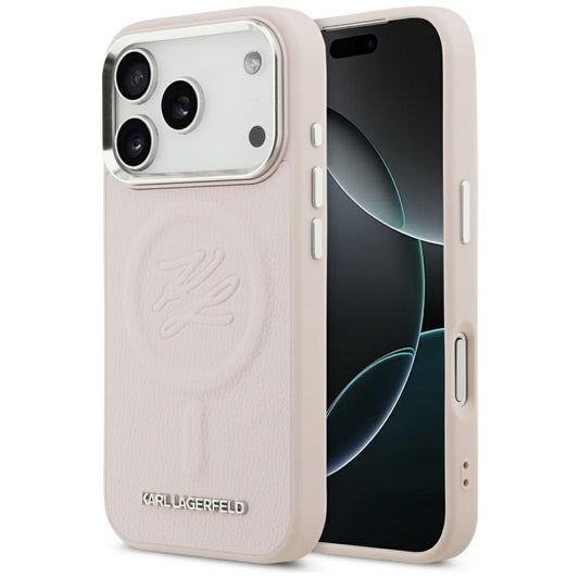 MagSafe Hülle für Apple iPhone 17 Pro Max, Karl Lagerfeld, Initial & Metal Logo, Rosa