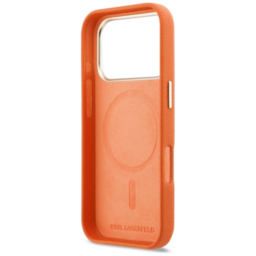MagSafe Hülle für Apple iPhone 17 Pro Max, Karl Lagerfeld, Karl Head Logo, Orange