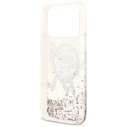 MagSafe Case for Apple iPhone 17 Pro Max, Karl Lagerfeld, Liquid Glitter Logo Choupette, Transparent