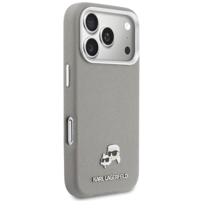 MagSafe Case for Apple iPhone 17 Pro Max, Karl Lagerfeld, Saffiano Karl & Choupette Pins, Grey