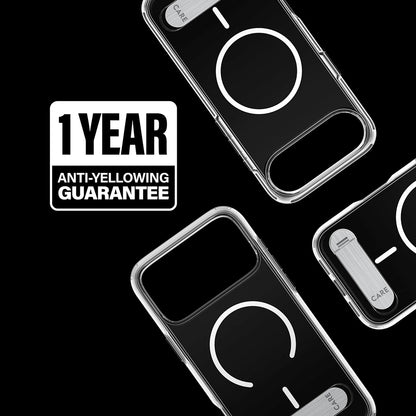 MagSafe Hülle für Apple iPhone 17 Pro Max, PanzerGlass, Care Feature Kickstand, Transparent Weiß