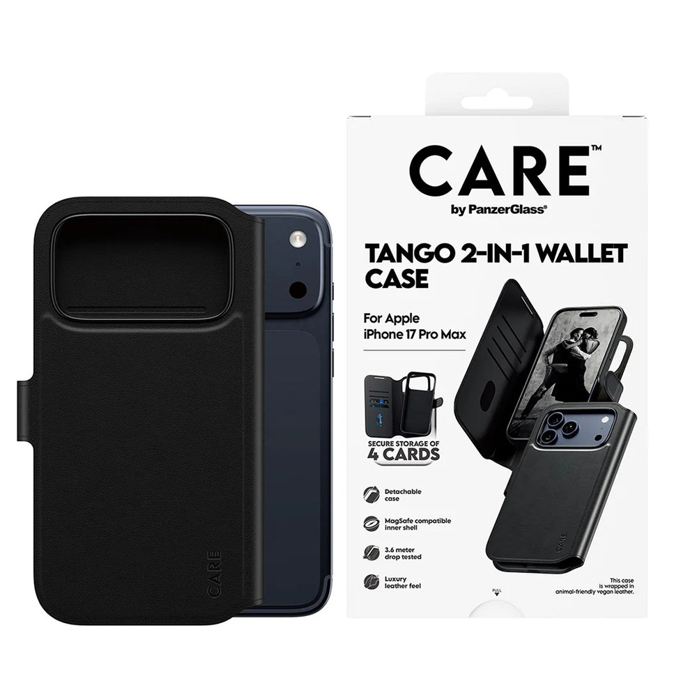 MagSafe Hülle für Apple iPhone 17 Pro Max, PanzerGlass, Care Feature Tango Two-in-One, Schwarz