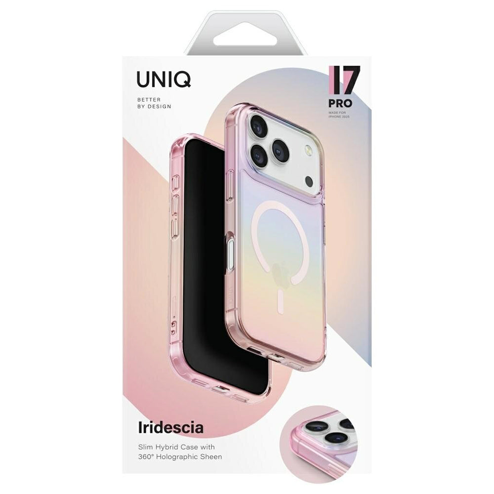 MagSafe Hülle für Apple iPhone 17 Pro Max, UNIQ, Iridescia MagClick, Pastellblau