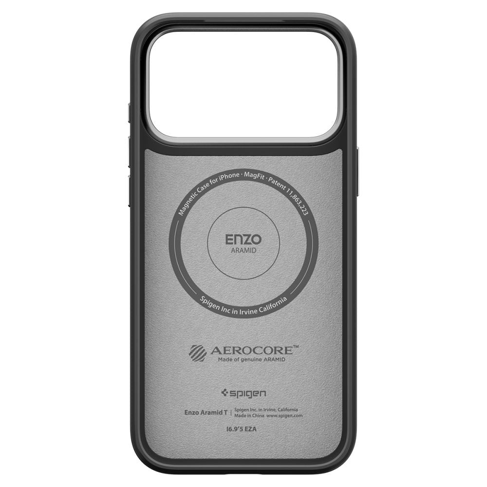 MagSafe Hülle für Apple iPhone 17 Pro, Spigen, Enzo Aramid T, Schwarz Silbern
