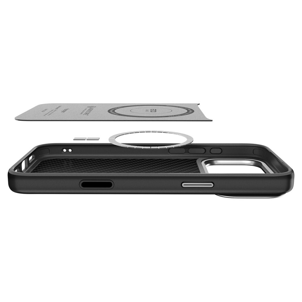 MagSafe Hülle für Apple iPhone 17 Pro, Spigen, Enzo Aramid T, Schwarz Silbern