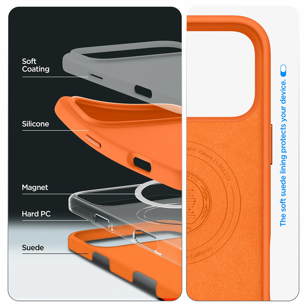 MagSafe Hülle für Apple iPhone 17 Pro, Spigen, Silicone Fit, Orange ACS11379