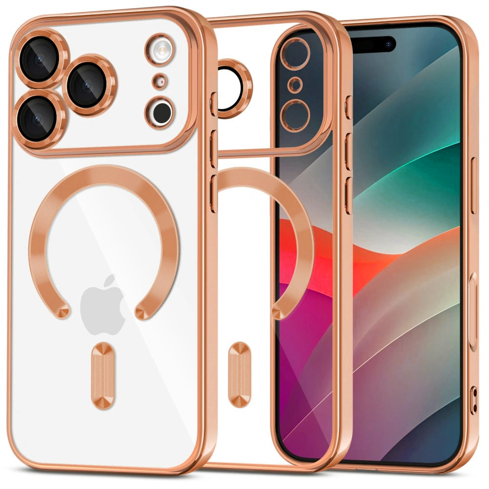 MagSafe Hülle für Apple iPhone 17 Pro, Techsuit, Luxury Crystal, Orange