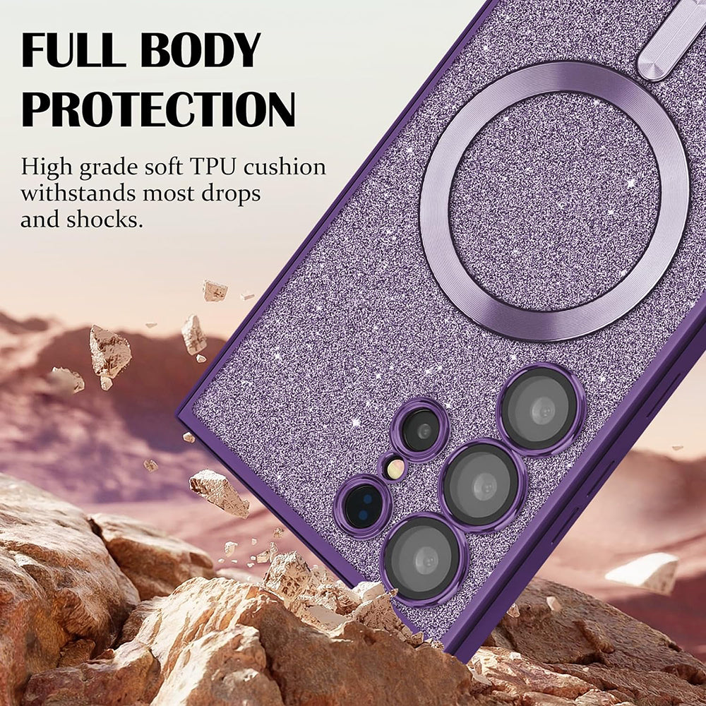 MagSafe Hülle für Apple iPhone 17 Pro, Techsuit, Luxury Glitter, Dunkelgrün