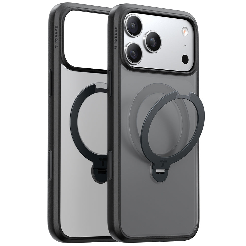 MagSafe Hülle für Apple iPhone 17 Pro, Torras, Ostand Spin, Schwarz