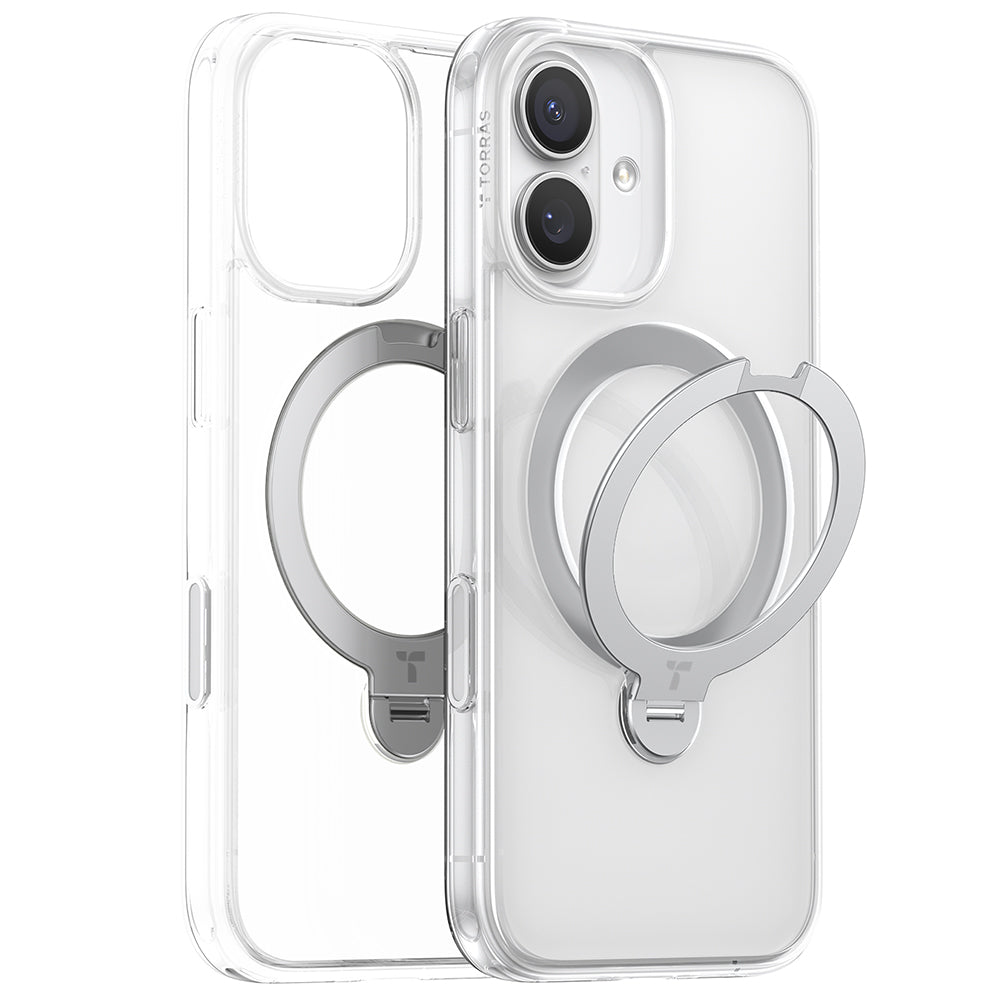 MagSafe Hülle für Apple iPhone 17, Torras, Ostand Spin, Transparent