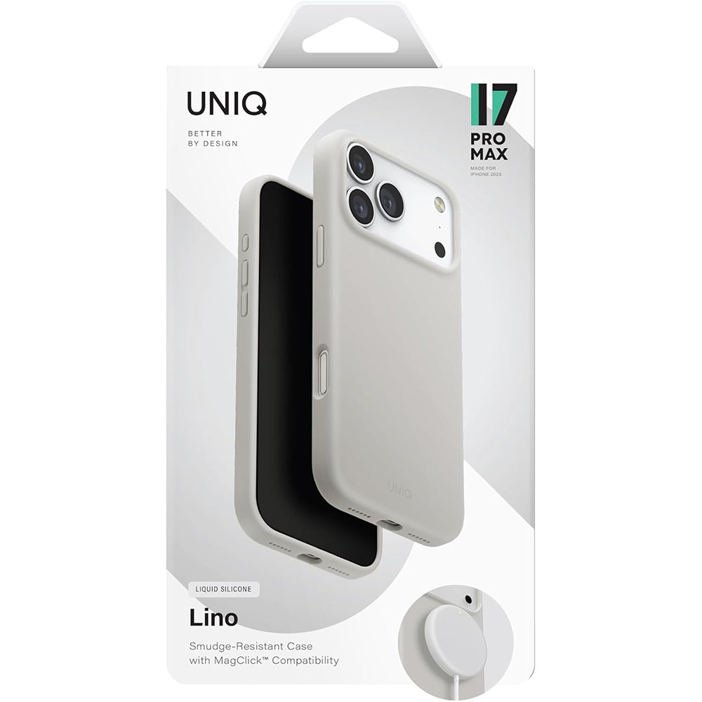 MagSafe Hülle für Apple iPhone 17, UNIQ, Lino MagClick, Grau