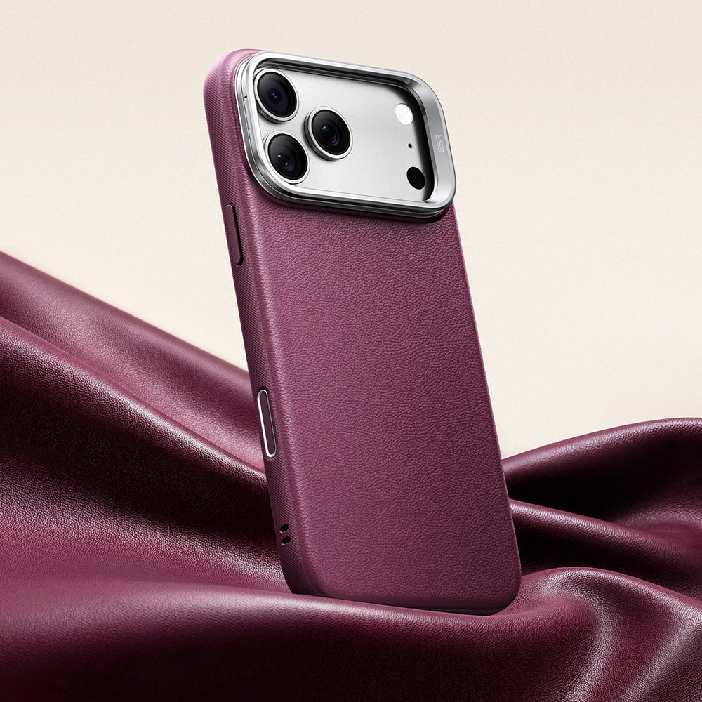 MagSafe-Hülle für Apple iPhone 18 Pro / 17 Pro, ESR, Atelier mit Ständer, Dunkelrotes Satin