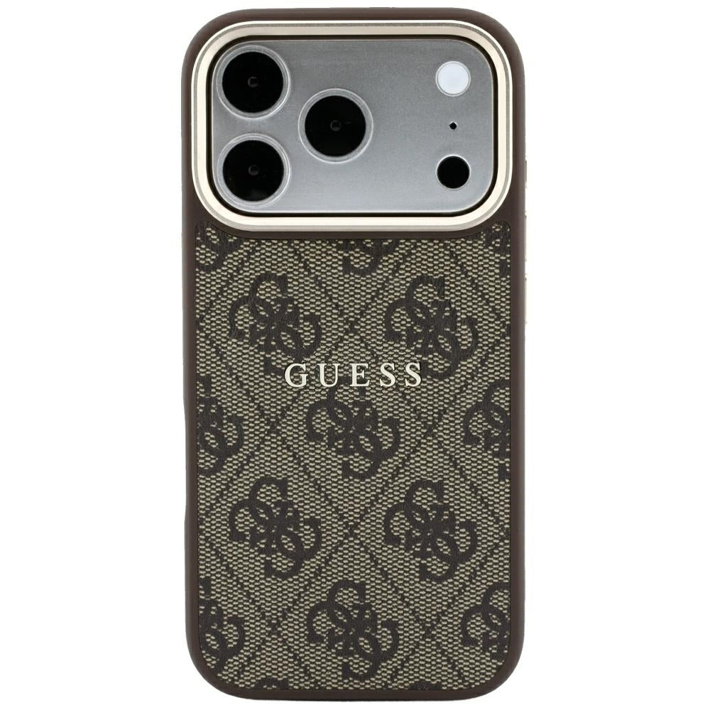 MagSafe-Hülle für Apple iPhone 18 Pro / 17 Pro, Guess, 4G Embossed Classic, Braun
