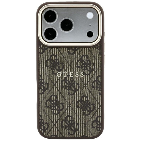 MagSafe-Hülle für Apple iPhone 18 Pro / 17 Pro, Guess, 4G Embossed Classic, Braun