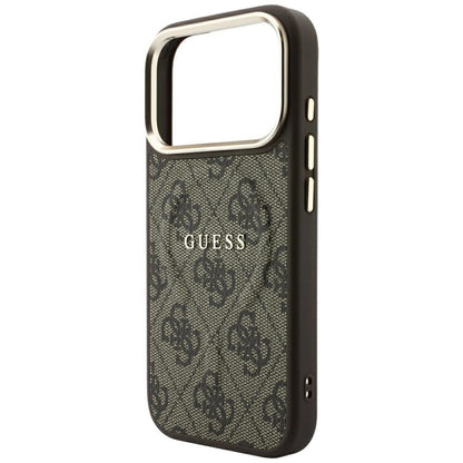 MagSafe-Hülle für Apple iPhone 18 Pro / 17 Pro, Guess, 4G Embossed Classic, Braun