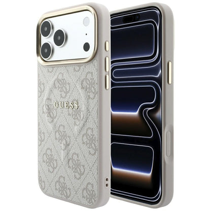 MagSafe-Hülle für Apple iPhone 18 Pro / 17 Pro, Guess, 4G Embossed Classic, Rosa