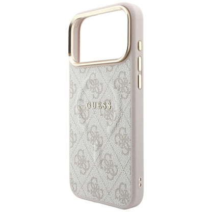 MagSafe-Hülle für Apple iPhone 18 Pro / 17 Pro, Guess, 4G Embossed Classic, Rosa