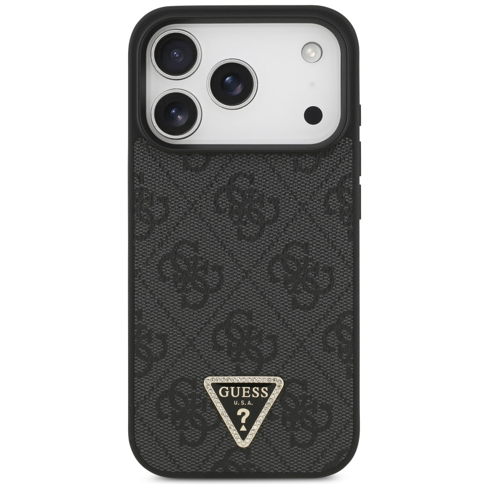 MagSafe Case for Apple iPhone 18 Pro / 17 Pro, Guess, 4G Triangle Strass, Black