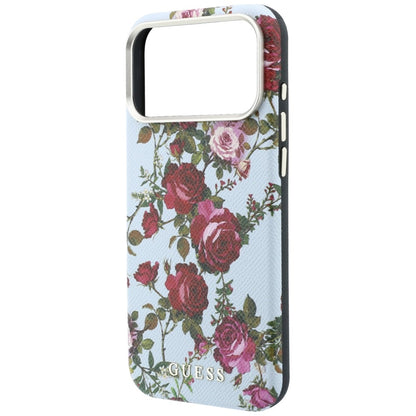 MagSafe-Hülle für Apple iPhone 18 Pro / 17 Pro, Guess, Blossom Roses Print, Bleu