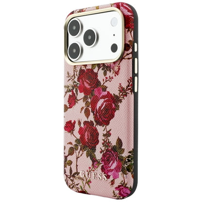 MagSafe-Hülle für Apple iPhone 18 Pro / 17 Pro, Guess, Blossom Roses Print, Rosa