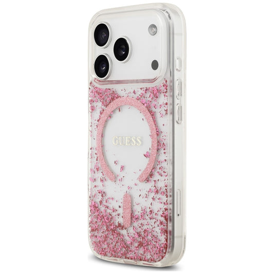 MagSafe-Hülle für Apple iPhone 18 Pro / 17 Pro, Guess, Resin Bottom Glitter, Rosa