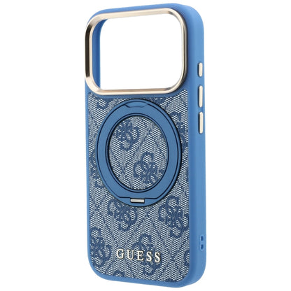 MagSafe-Hülle für Apple iPhone 18 Pro / 17 Pro, Guess, Ring Stand 360 4G Classic Logo, Blau