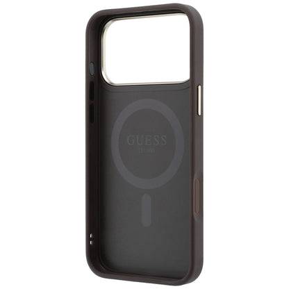 MagSafe-Hülle für Apple iPhone 18 Pro / 17 Pro, Guess, Ring Stand 360 4G Classic Logo, Braun