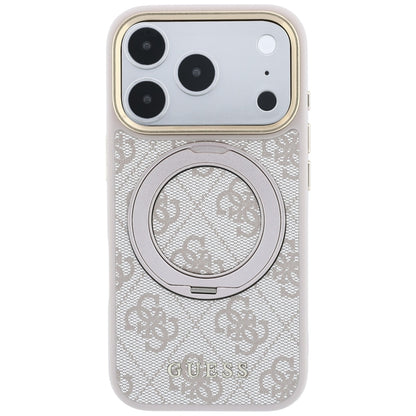 MagSafe-Hülle für Apple iPhone 18 Pro / 17 Pro, Guess, Ring Stand 360 4G Classic Logo, Rosa