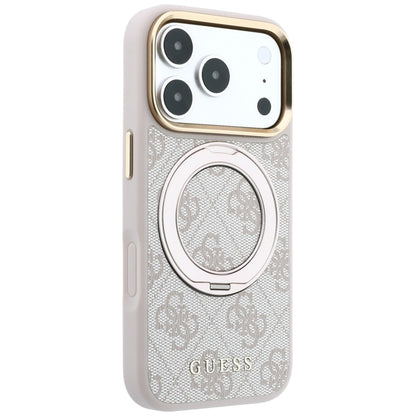 MagSafe-Hülle für Apple iPhone 18 Pro / 17 Pro, Guess, Ring Stand 360 4G Classic Logo, Rosa