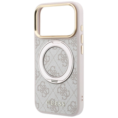 MagSafe-Hülle für Apple iPhone 18 Pro / 17 Pro, Guess, Ring Stand 360 4G Classic Logo, Rosa