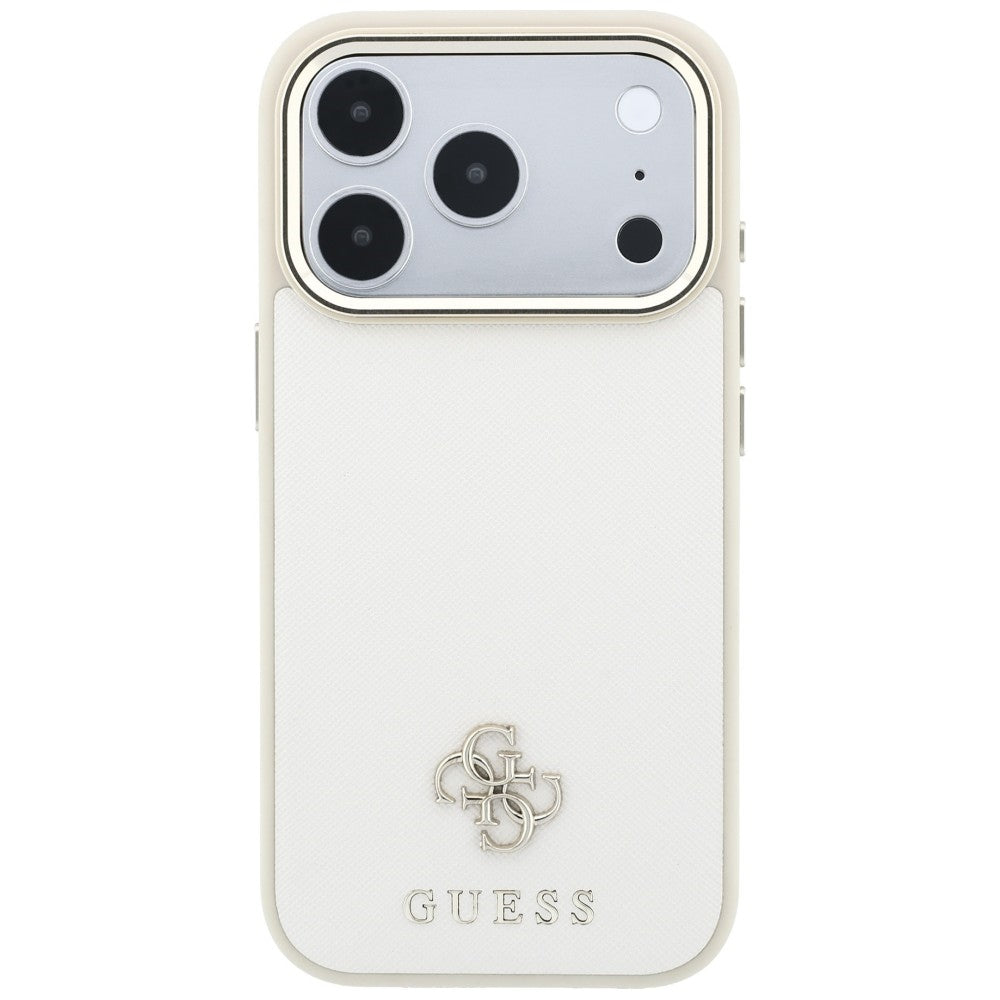 MagSafe-Hülle für Apple iPhone 18 Pro / 17 Pro, Guess, Saffiano Small 4G Classic, Beige