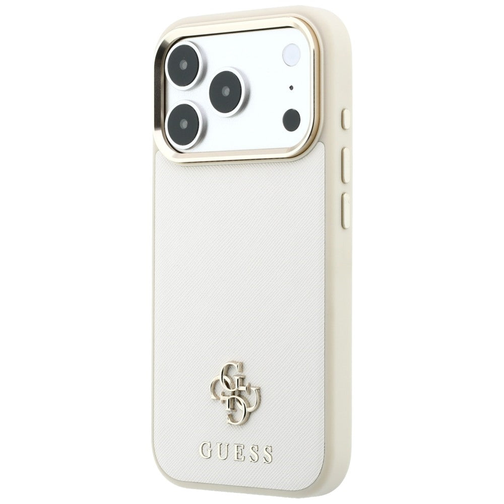 MagSafe-Hülle für Apple iPhone 18 Pro / 17 Pro, Guess, Saffiano Small 4G Classic, Beige
