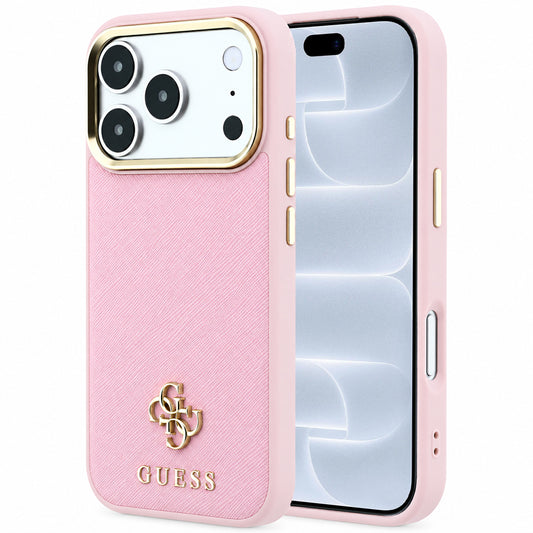 MagSafe-Hülle für Apple iPhone 18 Pro / 17 Pro, Guess, Saffiano Small 4G Classic, Rosa