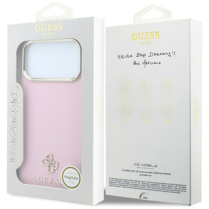 MagSafe-Hülle für Apple iPhone 18 Pro / 17 Pro, Guess, Saffiano Small 4G Classic, Rosa