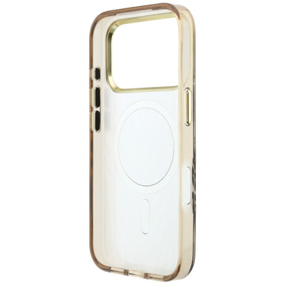 MagSafe-Hülle für Apple iPhone 18 Pro / 17 Pro, Guess, Zebra Glitter Dreieck Logo, Gold