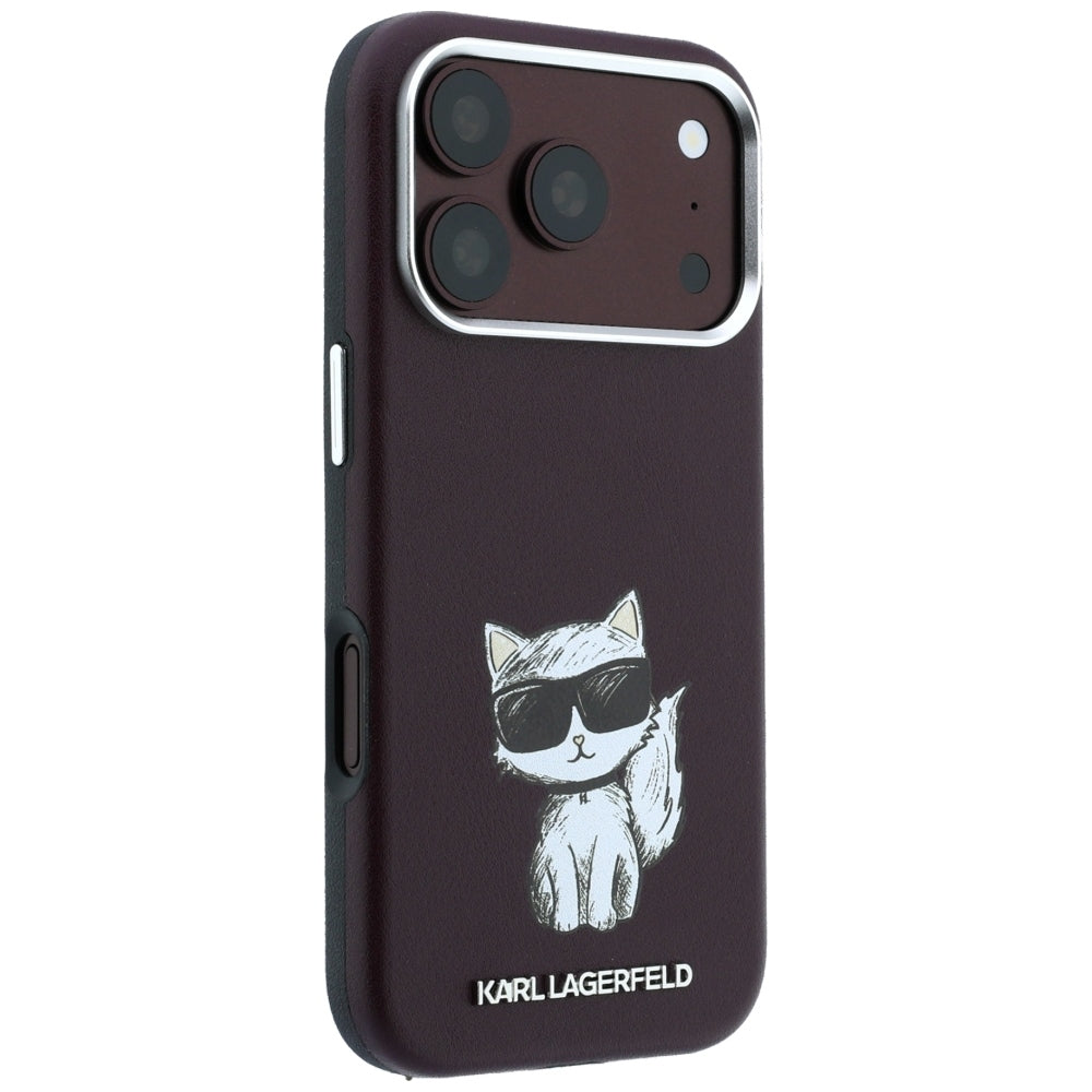 MagSafe Case for Apple iPhone 18 Pro / 17 Pro, Karl Lagerfeld, Choupette Sketch, Burgundy